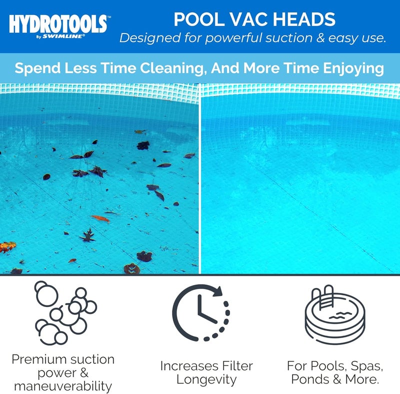 Swimline HYDROTOOLS Manual Vacuum Head Attachment For Inground & Above Ground Pools |Weighted Flexible Swimming Pool Vac Head Rectangle Shape W/ Wheels| Swivel Hose 1-1/4 or 1-1/2’’| Clean 8150 - Image 2