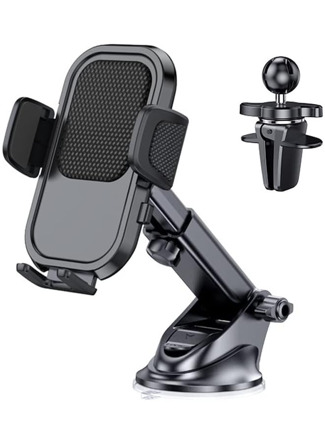 PROMASS Phone Holder Mount [Military-Grade Suction & Stable Hook] Phone Mount for Car Windshield Dashboard Air Vent Universal Hands-Free Automobile Mounts Cell Phone Holder Fit for iPhone Smartphones  - Image 1