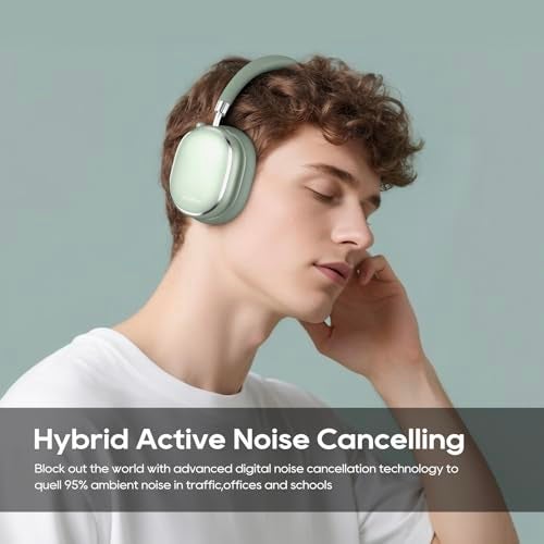 Srhythm NiceComfort 95 Hybrid Noise Cancelling Headphone Wireless, Bluetooth Headset with Transparency Mode,ENC,HD Sound Green - Image 2