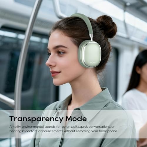 Srhythm NiceComfort 95 Hybrid Noise Cancelling Headphone Wireless, Bluetooth Headset with Transparency Mode,ENC,HD Sound Green - Image 3