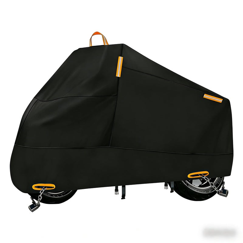 StrtChrg Motorcycle Cover Waterproof Outdoor Storage with LockHoles Zipper Storage Bag Night Reflective Design All Season Protection Powersports Vehicle Covers Fits up to 965 Motorcycles - Image 2