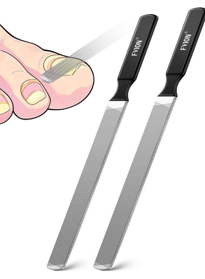 FVION 2 PCS Stainless Steel Double-Sided Long Nail File for Thick Nails – Professional Toenail File, Durable and Efficient Nail Care Tool Ideal for Manicure Or Pedicure - Image 1