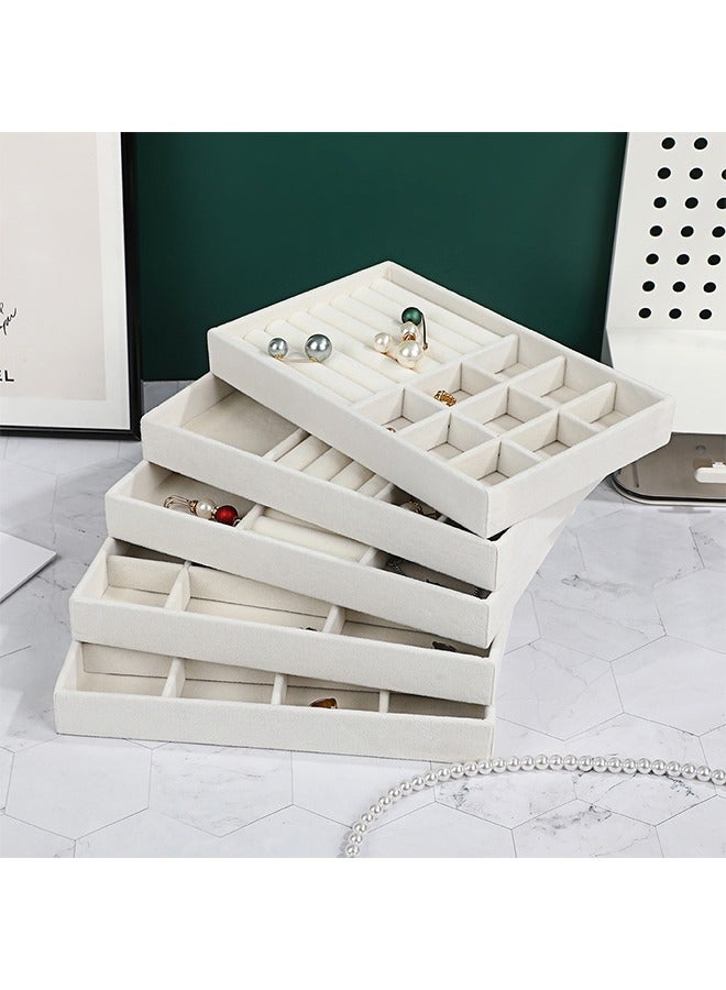 مجموعة من 4 صواني تنظيم مجوهرات مكدسة للأدراج عرض حاوية تخزين حاوية قرط حلقات قلادة مع قواسم قابلة للإزالة - Image 3