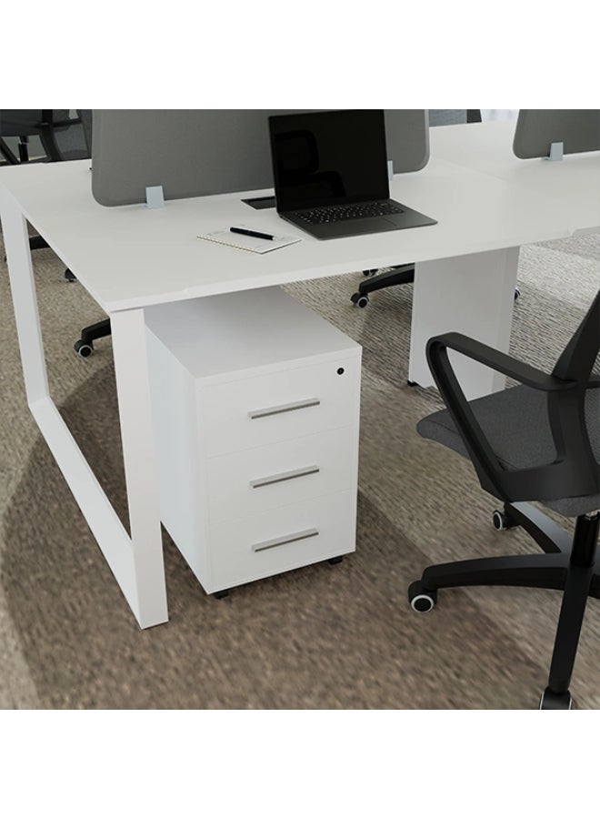 NEO FRONT FURNITURE Office Drawer Unit – White HDF 3-Drawer Storage Cabinet for Workstation & Executive Table (600 x 400 x 500 mm) TC-188  - Image 2