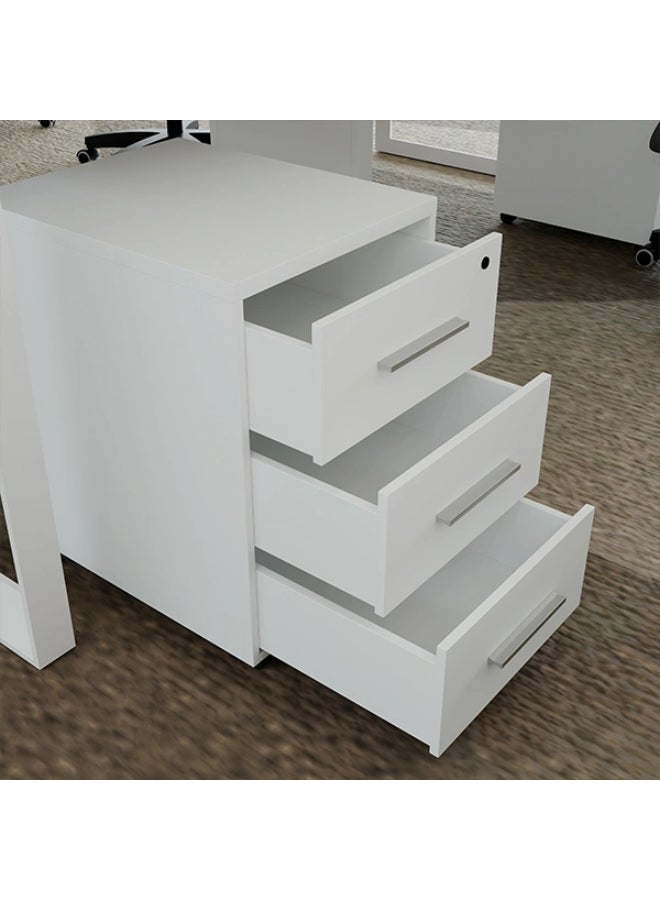 NEO FRONT FURNITURE Office Drawer Unit – White HDF 3-Drawer Storage Cabinet for Workstation & Executive Table (600 x 400 x 500 mm) TC-188  - Image 3