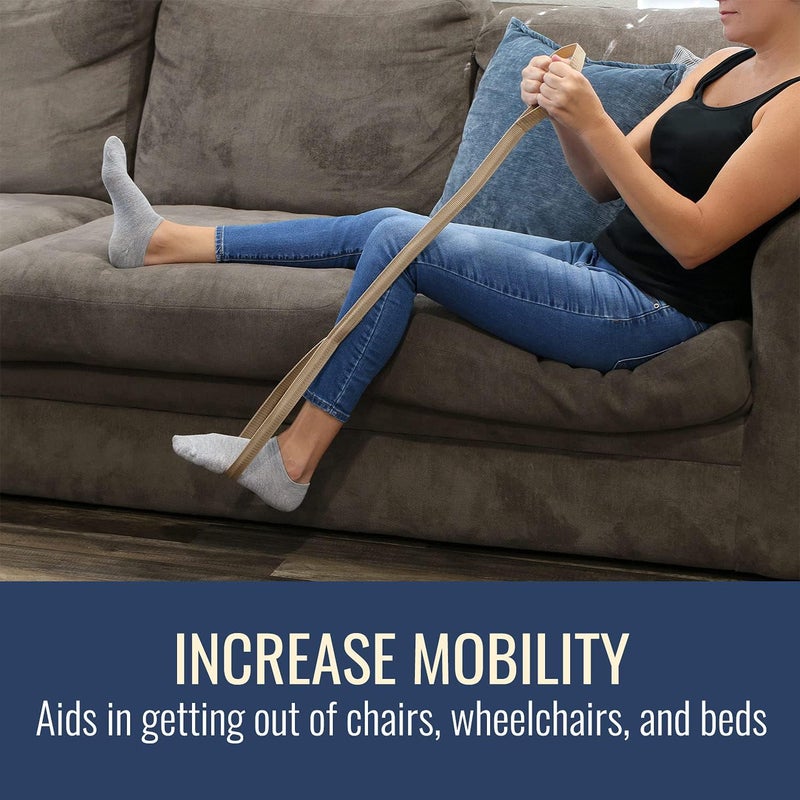 DMI DMI Leg Lifter Strap helps Increase Mobility and Maneuverability on Injured Elderly or Disabled with Foot Loop and Hand Grip Adult Size 32 inches long  - Image 2