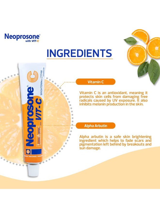 Neoprosone Skin Brightening Cream - 1.7 Fl oz / 50 ml - Formulated to fade Dark Spots, with Vitamin C and Alpha Arbutin Complex - Image 2
