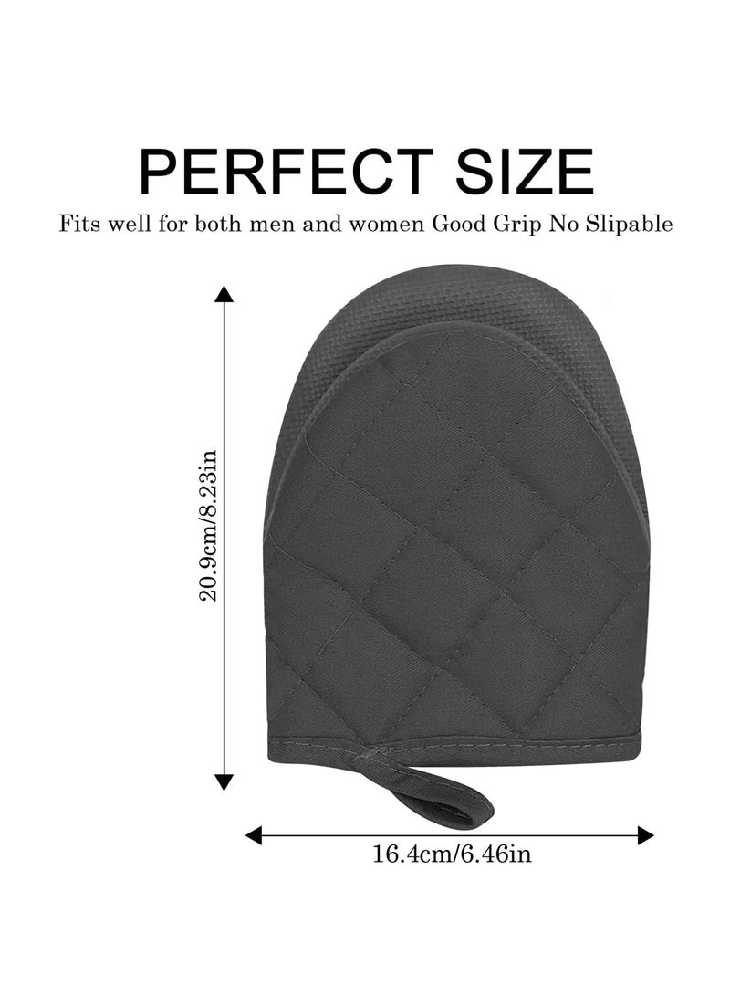 CMGTYYD 1 Pair Oven Gloves, Silicone Kitchen Oven Gloves High Heat Resistant 500℉, Mini Oven Mits with Non-Slip Grip Surfaces and Hanging Loop Silicone Oven Mitts for BBQ, Baking, Cooking and Grilling (Black)  - Image 2