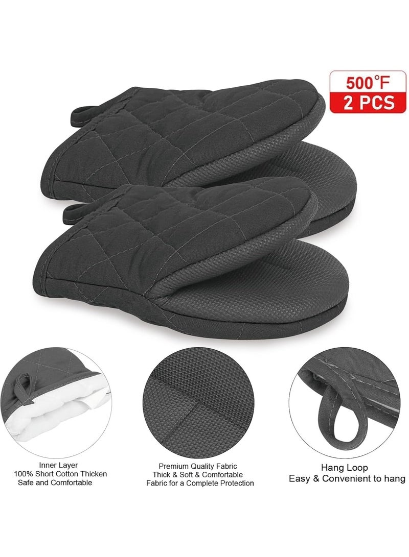 CMGTYYD 1 Pair Oven Gloves, Silicone Kitchen Oven Gloves High Heat Resistant 500℉, Mini Oven Mits with Non-Slip Grip Surfaces and Hanging Loop Silicone Oven Mitts for BBQ, Baking, Cooking and Grilling (Black)  - Image 5