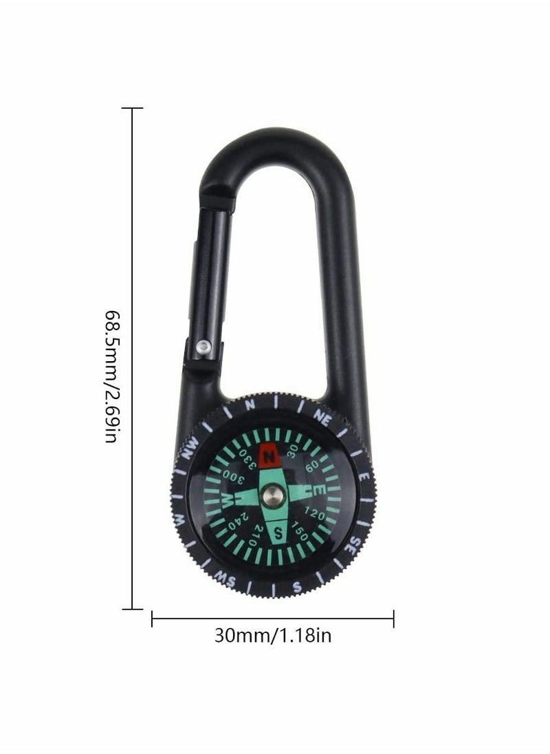 Compass Carabiner, 2Pcs Climbing Carabiner Outdoor Self Locking Carabiner Clip Hook Keychain for Travelling Hunting Hiking Camping (Black/Gold)