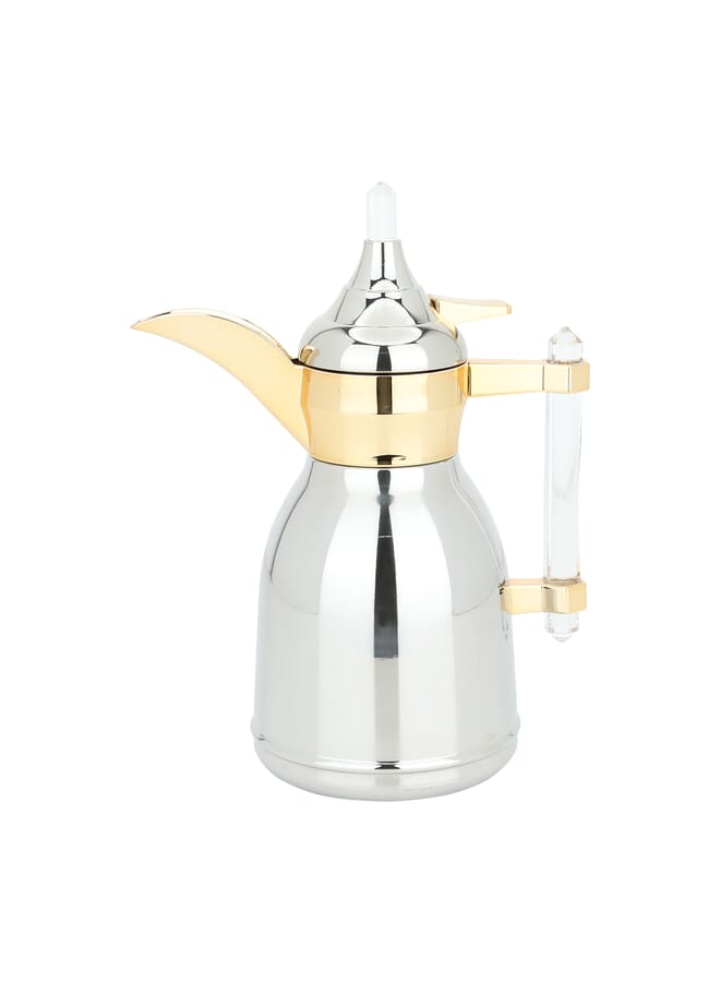 السيف غاليري ترمس دلة تميم 3 فضي بيد شفاف فم ذهبي 0.350 لتر - Image 1