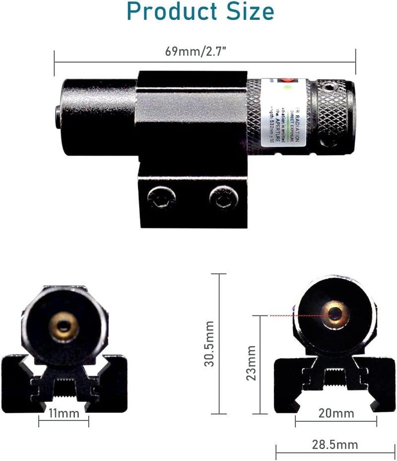 MOSANDON Compact Tactical Red/Green Beam Laser Sight,Laser Dot Sight Scope for Rifles Pistols Handguns fits Standard 20mm/11mm Picatinny Rail Mount - Image 3