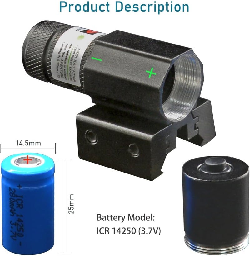 MOSANDON Compact Tactical Red/Green Beam Laser Sight,Laser Dot Sight Scope for Rifles Pistols Handguns fits Standard 20mm/11mm Picatinny Rail Mount - Image 4