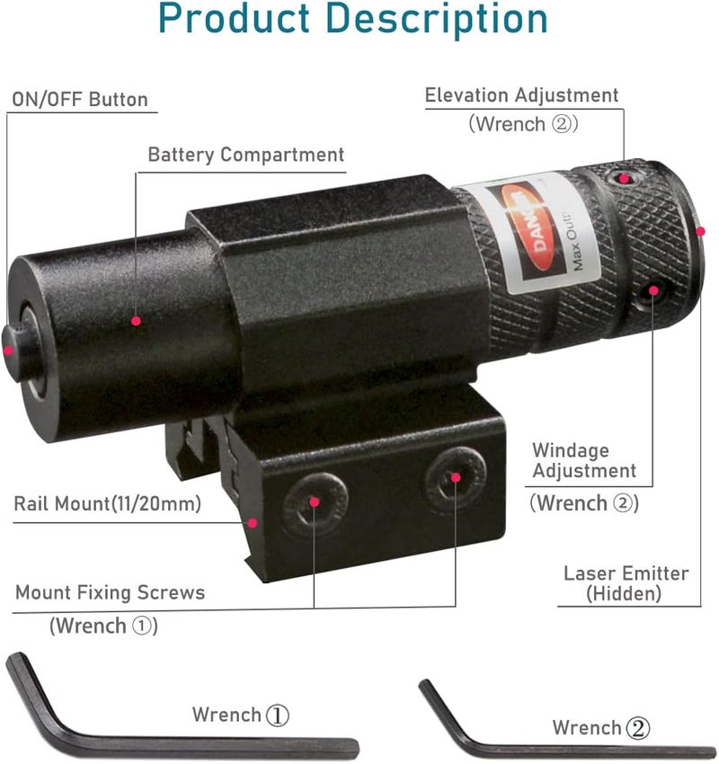 MOSANDON Compact Tactical Red/Green Beam Laser Sight,Laser Dot Sight Scope for Rifles Pistols Handguns fits Standard 20mm/11mm Picatinny Rail Mount - Image 2