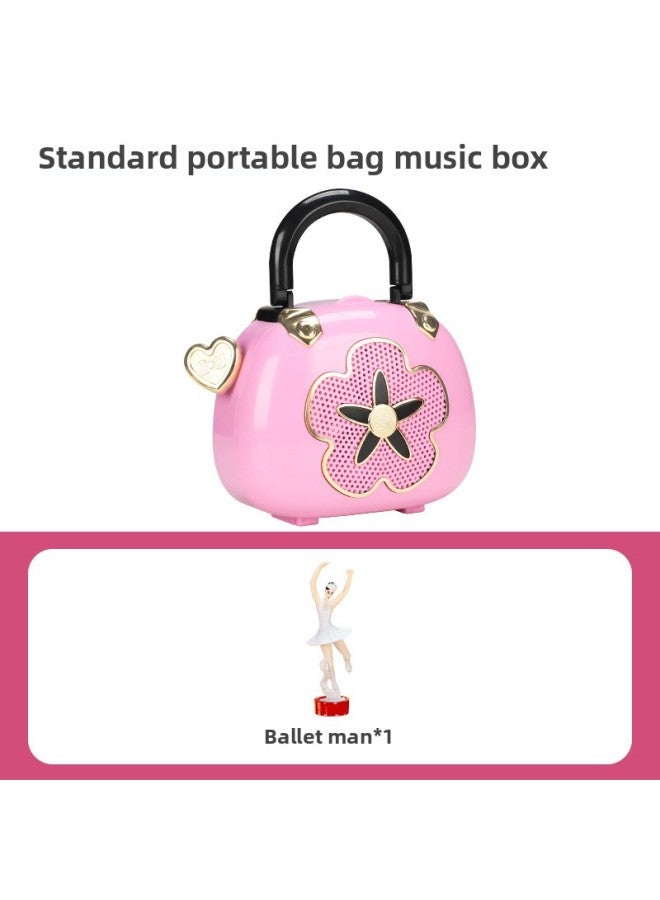 2024 Music Box Music Box Girl Dancing Ballet Girl Rotating Princess Dancing Children Birthday Gift-Color:Pink Handbag Music Box - Image 1