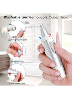 ZORAMI Ear and Nose Hair Trimmer Clipper - 2022 Professional Painless Eyebrow & Facial Hair Trimmer for Men Women, Battery-Operated Trimmer with IPX7 Waterproof, Dual Edge Blades for Easy Cleansing White  - Image 5