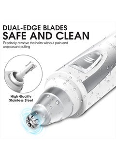 ZORAMI Ear and Nose Hair Trimmer Clipper - 2022 Professional Painless Eyebrow & Facial Hair Trimmer for Men Women, Battery-Operated Trimmer with IPX7 Waterproof, Dual Edge Blades for Easy Cleansing White  - Image 3