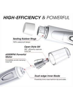 ZORAMI Ear and Nose Hair Trimmer Clipper - 2022 Professional Painless Eyebrow & Facial Hair Trimmer for Men Women, Battery-Operated Trimmer with IPX7 Waterproof, Dual Edge Blades for Easy Cleansing White  - Image 4