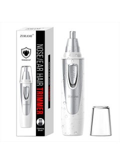 ZORAMI Ear and Nose Hair Trimmer Clipper - 2022 Professional Painless Eyebrow & Facial Hair Trimmer for Men Women, Battery-Operated Trimmer with IPX7 Waterproof, Dual Edge Blades for Easy Cleansing White  - Image 1