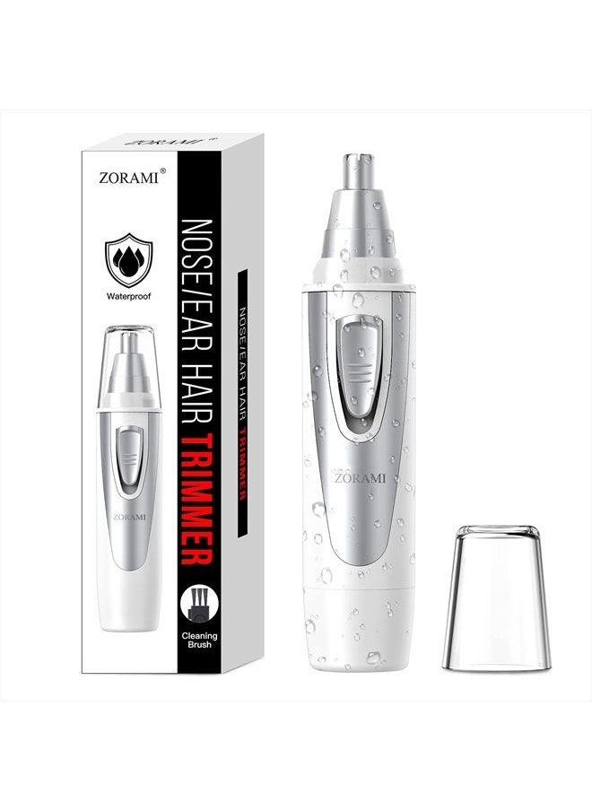 ZORAMI Ear and Nose Hair Trimmer Clipper - 2022 Professional Painless Eyebrow & Facial Hair Trimmer for Men Women, Battery-Operated Trimmer with IPX7 Waterproof, Dual Edge Blades for Easy Cleansing White  - Image 1
