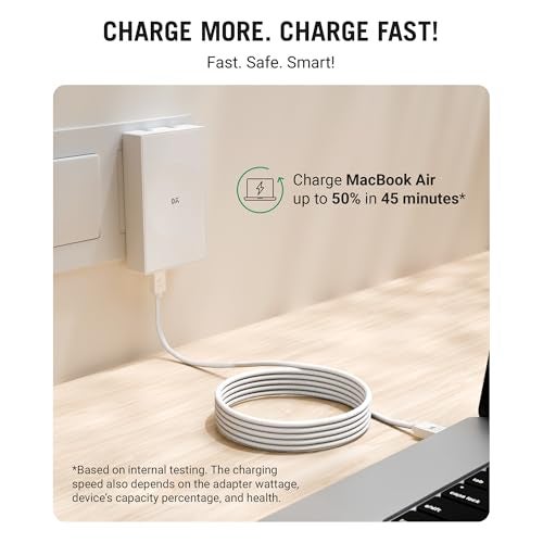 DailyObjects Combo White POP Pack - 45 Watt with (45 Watt GaN charger + Type C to C Fast Charging 100W Kevlar cable|Compatible with Iphone, Samsung, One plus, Ipad, Macbook|1.5 Mtr|Durable|480 MBPS - Image 2