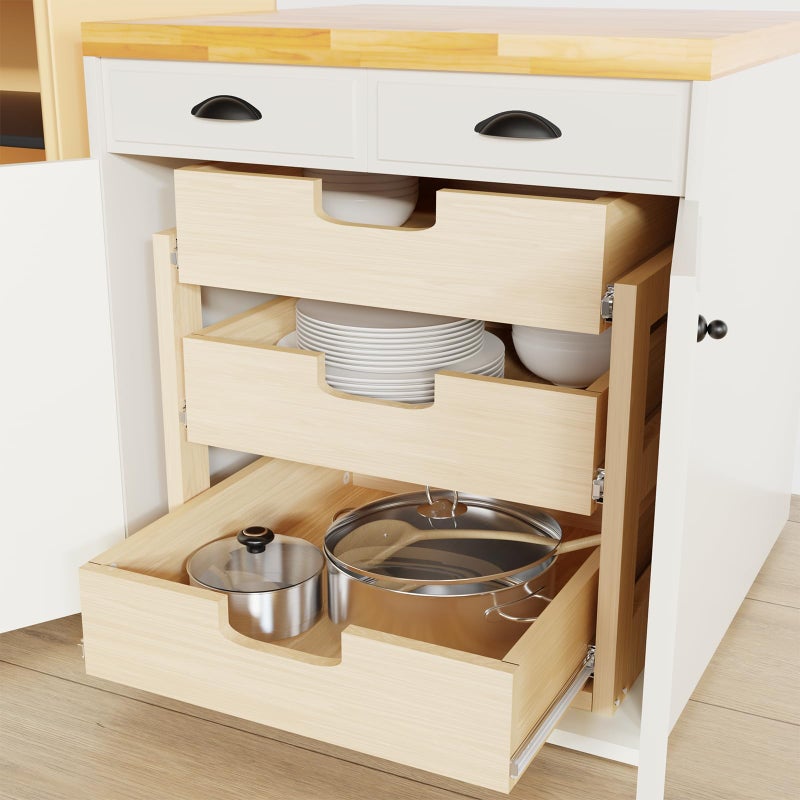 Grehitk Pull Out Cabinet Organizer, 14''WÃ—21''DÃ—19''H Soft Close Slide Out Wooden Pull out Drawers, Three Tier Slide out Wood Cabinet Organizer, for Base Cabinet Organization in Kitchen, Pantry, Bathroom - Image 3