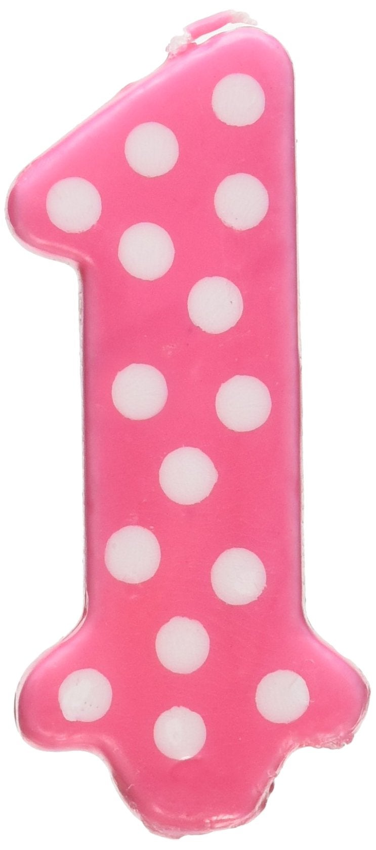 Oasis Supply Girl Polka Dot No 1 Birthday Party Wax Candle for Cake Decorations 325 Tall Pink White