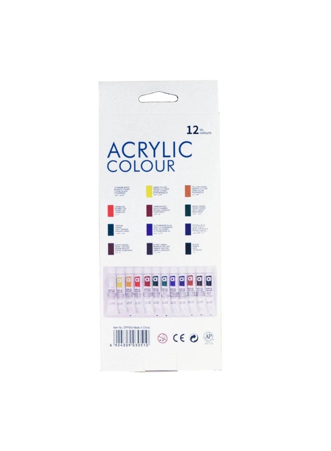 SINOART Acrylic Paint Set 12 Colors 12ml Tubes Professional Quality Vibrant Colors - Image 2