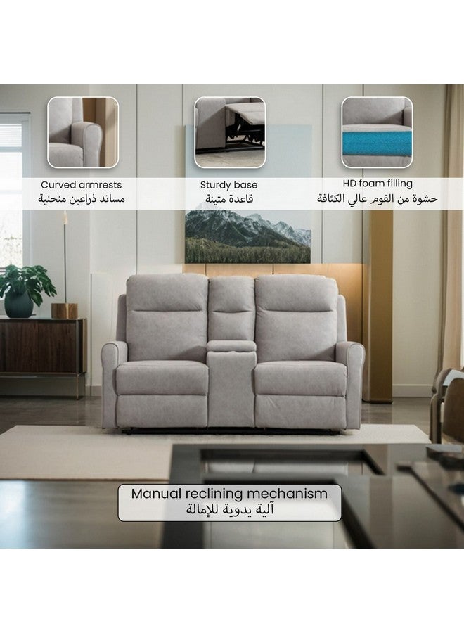 Micasa 2-Seater Elegant and Modern Design Recliner Loveseat Light Grey 105 x 92 x 174 cm SX-81432-2 LIGHT GREY  - Image 4