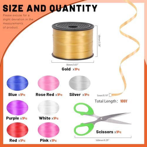 Tanstic 9Pcs Curling Ribbon Set 800 Yards Total Assorted Colors Wrapping Curling Ribbon Crimped Balloon Ribbon String Ideal for Gift Box Wrapping Party Birthday Decorations Christmas Decor - Image 3