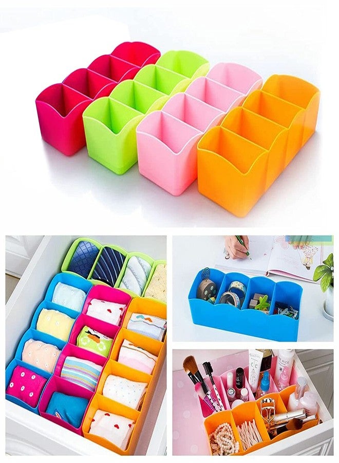 SPRADE 4 Piece Multipurpose Stackable Wardrobe Organiser Rack, Socks Undergarments Organizer, Multicolour (Set of 4) - Image 2