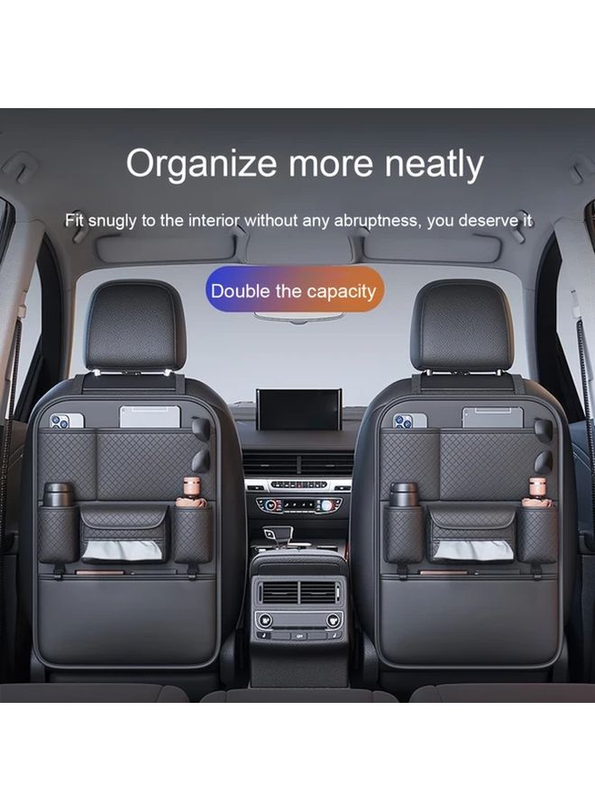 Black PU Leather Car Seat Organizer With Spacious Storage And Ample Capacity - Image 4