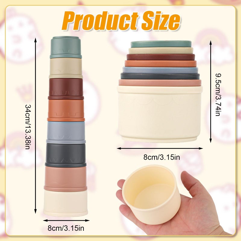 XIHIRCD 8pcs Stacking Cups for Rabbits, 8 Colors Stack up Bunny Guinea Pig Cups Various Sizes Reusable Plastic Stackable Bunny Nesting Toys Enrichment Toys for Small Animals Hiding Food and Playing - Image 2