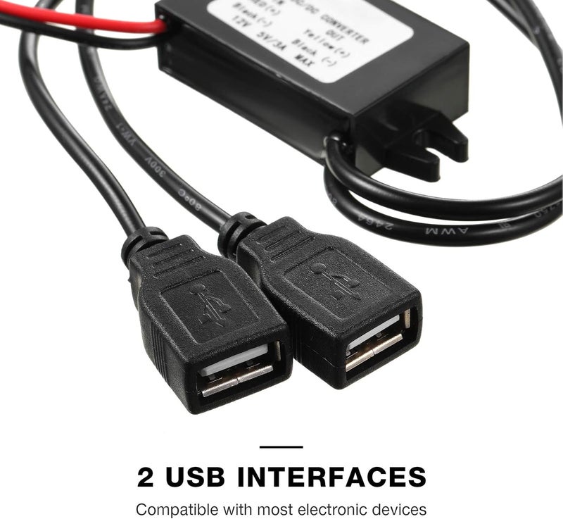 ويووداي محولات التيار المستمر منظم الجهد 12V إلى 5V 3A 15W وحدة محول تيار مستمر خافض، محول منظم تيار مستمر إلى تيار مستمر محول خافض محول تيار السيارة مع مخرج USB مزدوج (قطعة واحدة) - Image 4