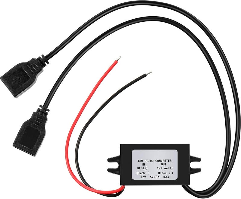 ويووداي محولات التيار المستمر منظم الجهد 12V إلى 5V 3A 15W وحدة محول تيار مستمر خافض، محول منظم تيار مستمر إلى تيار مستمر محول خافض محول تيار السيارة مع مخرج USB مزدوج (قطعة واحدة) - Image 1