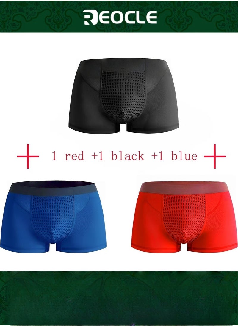 REOCLE 3pcs Magnetic Therapy Underwear Breathable Elastic Panties with 30 Energy Magnets & Far-infrared Heating System & Negative Ion Purification System Health Care Underwear for Men  - Image 1