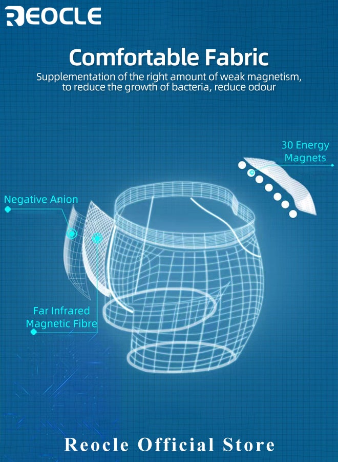 REOCLE 3pcs Magnetic Therapy Underwear Breathable Elastic Panties with 30 Energy Magnets & Far-infrared Heating System & Negative Ion Purification System Health Care Underwear for Men - Image 5