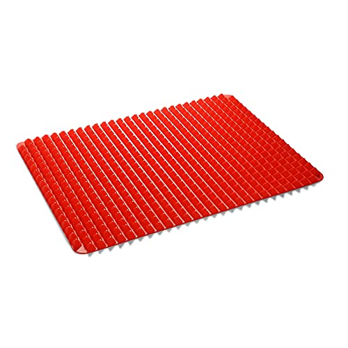 Wolecok Silicone Baking Mat Red Pyramid Non Stick Bacon Microwave Tray Pastry Mats Red BBQ Grill Mat Baking Supplies oven Liners For Bottom Of Oven - 16 X 11''Silicone Mats For Kitchen Counter 2 Pack - Image 1