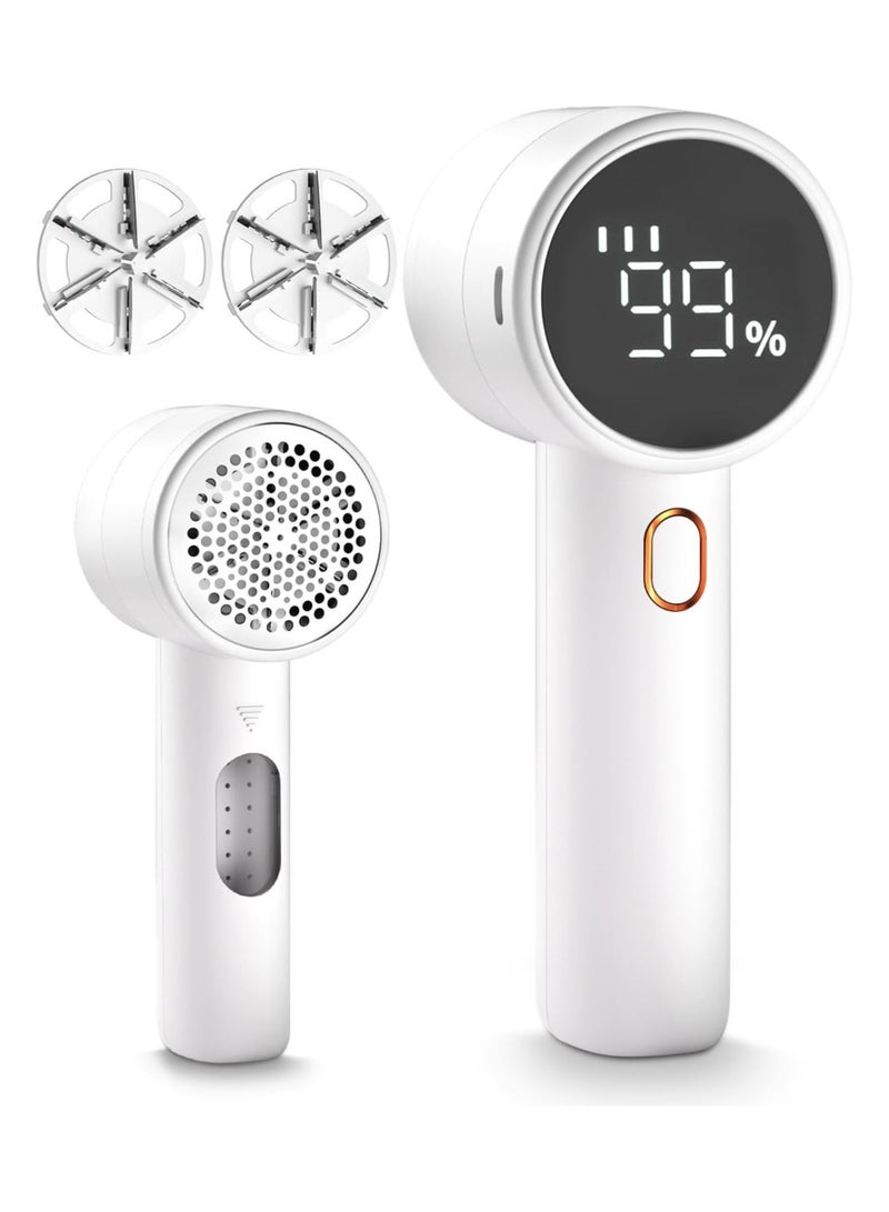 SPECTON Fabric Shaver, Lint Remover Rechargeable, Electric Portable Sweater Defuzzer with 3 Speeds, 6 Leaf Blades, Digital LED Display - Image 1