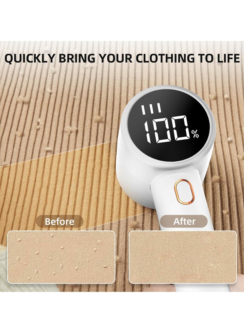 SPECTON Fabric Shaver, Lint Remover Rechargeable, Electric Portable Sweater Defuzzer with 3 Speeds, 6 Leaf Blades, Digital LED Display - Image 2