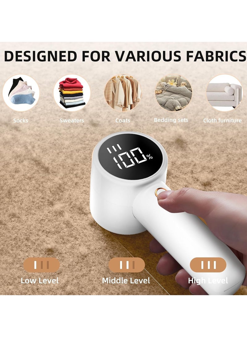 SPECTON Fabric Shaver, Lint Remover Rechargeable, Electric Portable Sweater Defuzzer with 3 Speeds, 6 Leaf Blades, Digital LED Display - Image 5