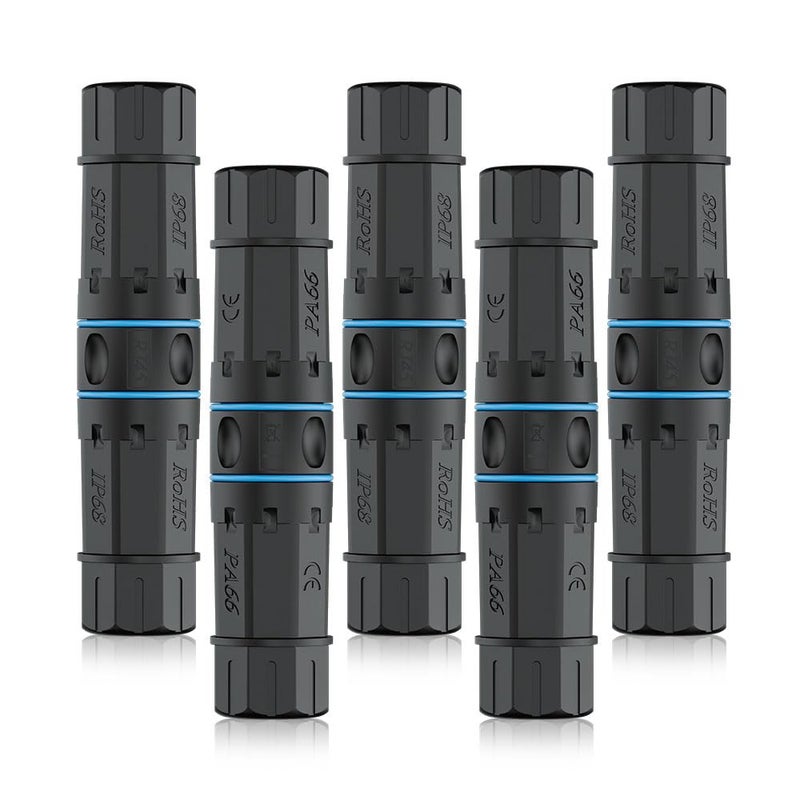 iwillink Cat6 Waterproof RJ45 Coupler, Shielded Female to Female Waterproof Ethernet Coupler, IP68 Ethernet Outdoor LAN Cable Connector for Cat5/Cat5e/Cat6 Ethernet Cable PoE, 5 Pack - Image 1