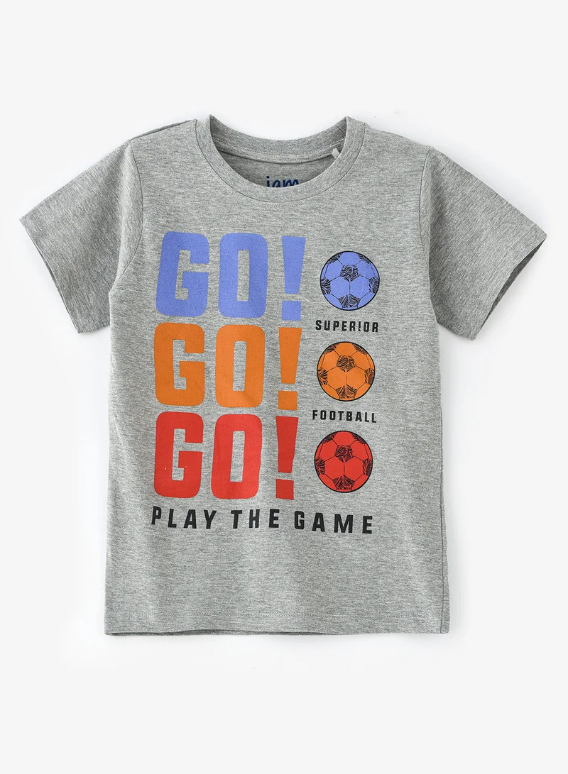 جام تيشيرت أساسي بياقة دائرية وطبعة