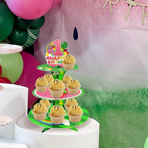 CHENRINDECO Cartoon Melon Cupcake Stand 1st First Cartoon Melon Birthday Cake Stands for Kids Birthday Decorations Party Supplies - Image 2