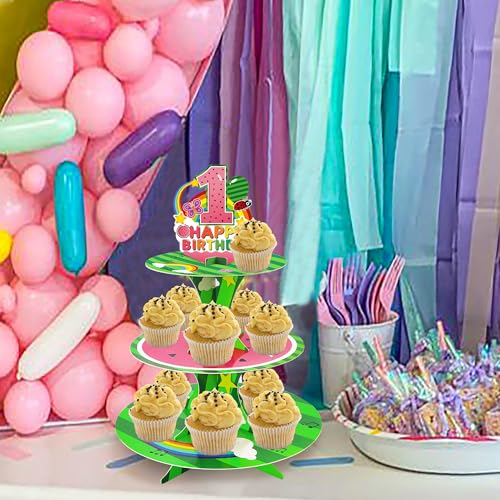 CHENRINDECO Cartoon Melon Cupcake Stand 1st First Cartoon Melon Birthday Cake Stands for Kids Birthday Decorations Party Supplies - Image 3
