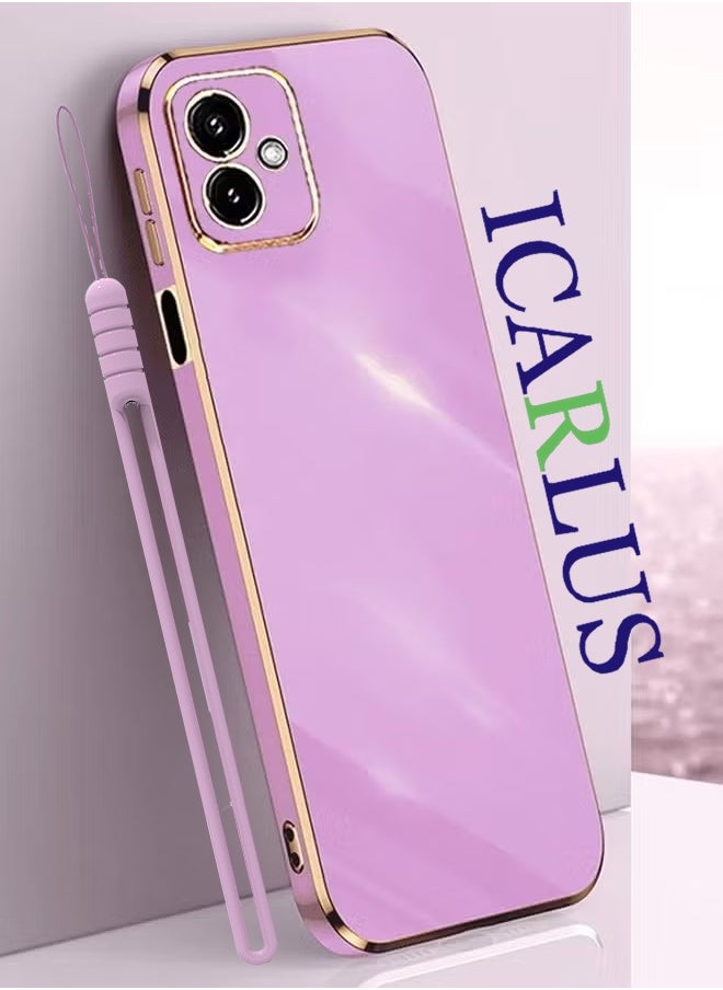 ICARLUS For Motorola Moto G54 5G Case Glossy Electroplating TPU Protective Cover Gold-Purple 