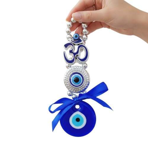 BLUE BEADS Ceramic Turkish Feng Shui Vastu Blue Glass Evil Eye Hanging/Door Hanging Nazar Batu For Protection And Good Luck - Perfect For Gifting Home Or Office (Om) - Image 1