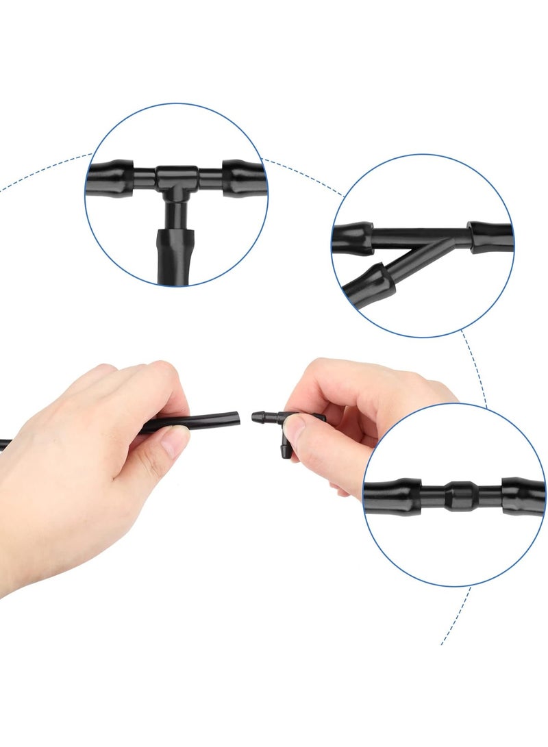 5M Black Rubber Windshield Washer Hose Kit, 12 Connectors (T, Y, I Type), 2 Fan Nozzles, Suitable for Most Cars, Easy Replacement, 1 Pack - Image 3