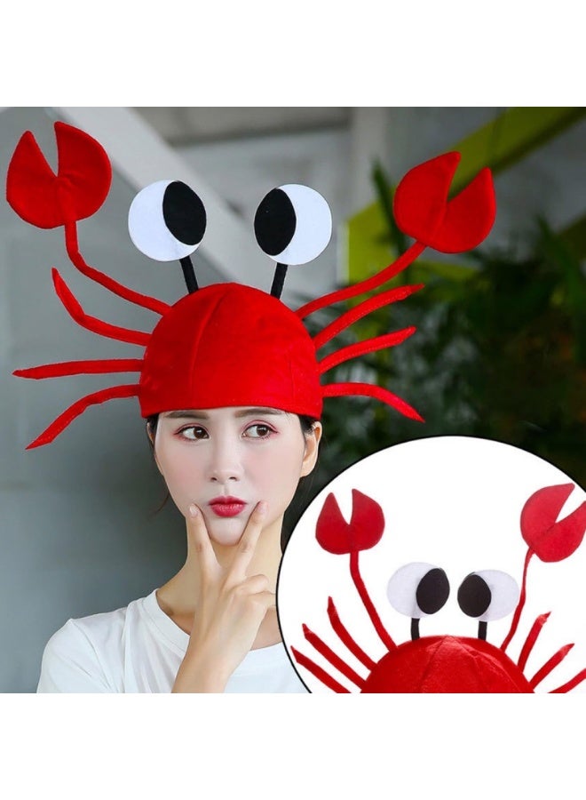 GNAFOTU Funny Costume Hats Novelty Party Hats, Red Crab Hat and Crayfish Set, Dress Up for Adult One Size for Most Adult 2 Pcs - Image 3