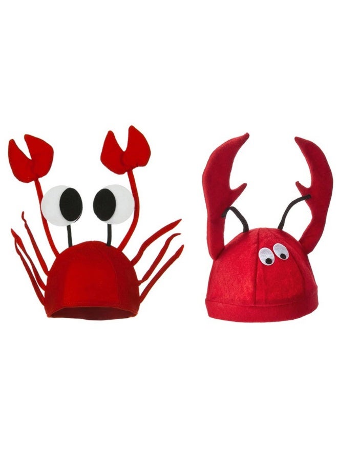 GNAFOTU Funny Costume Hats Novelty Party Hats, Red Crab Hat and Crayfish Set, Dress Up for Adult One Size for Most Adult 2 Pcs - Image 1